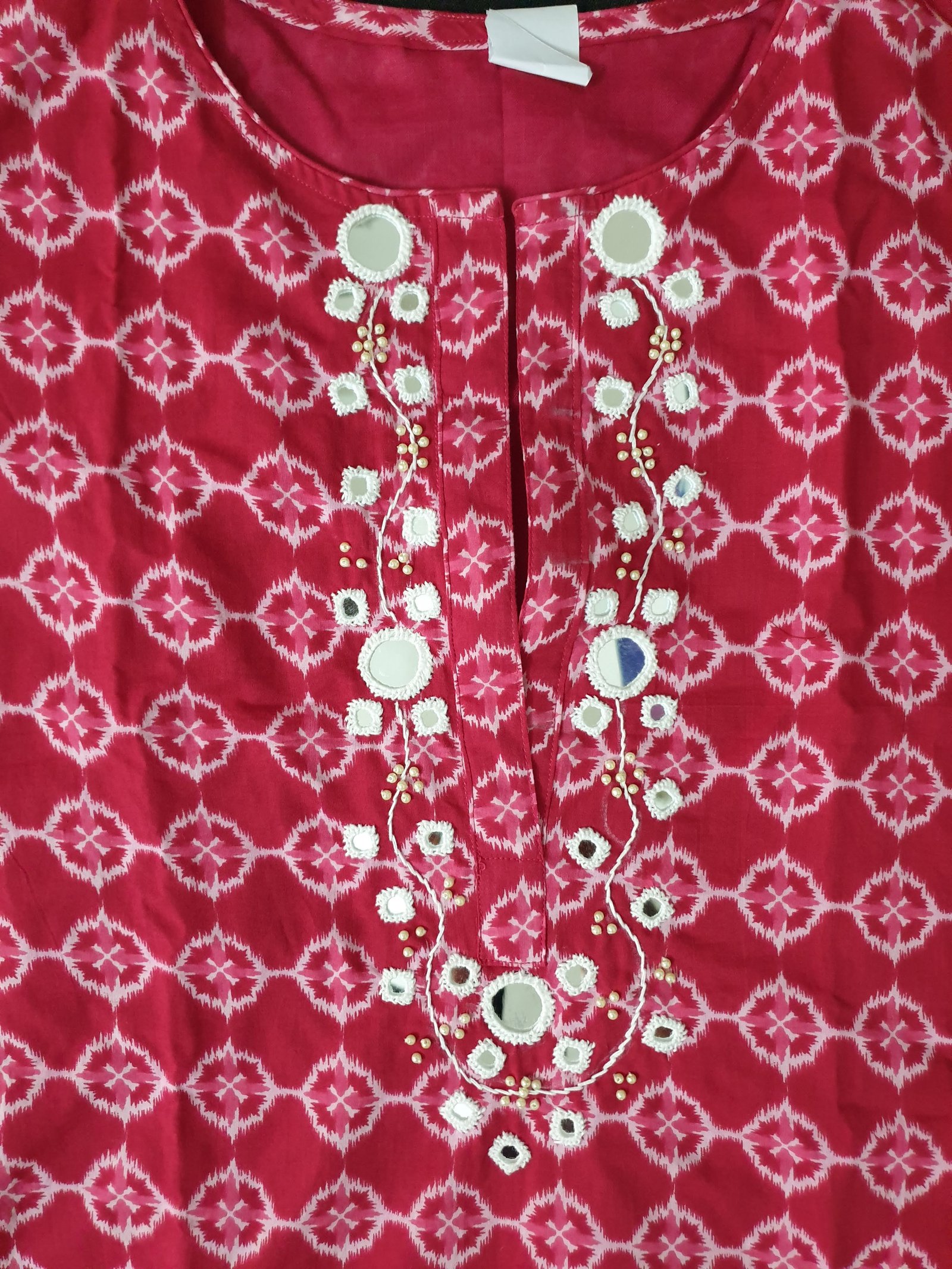 Mirror Work Kurti Rani Pink